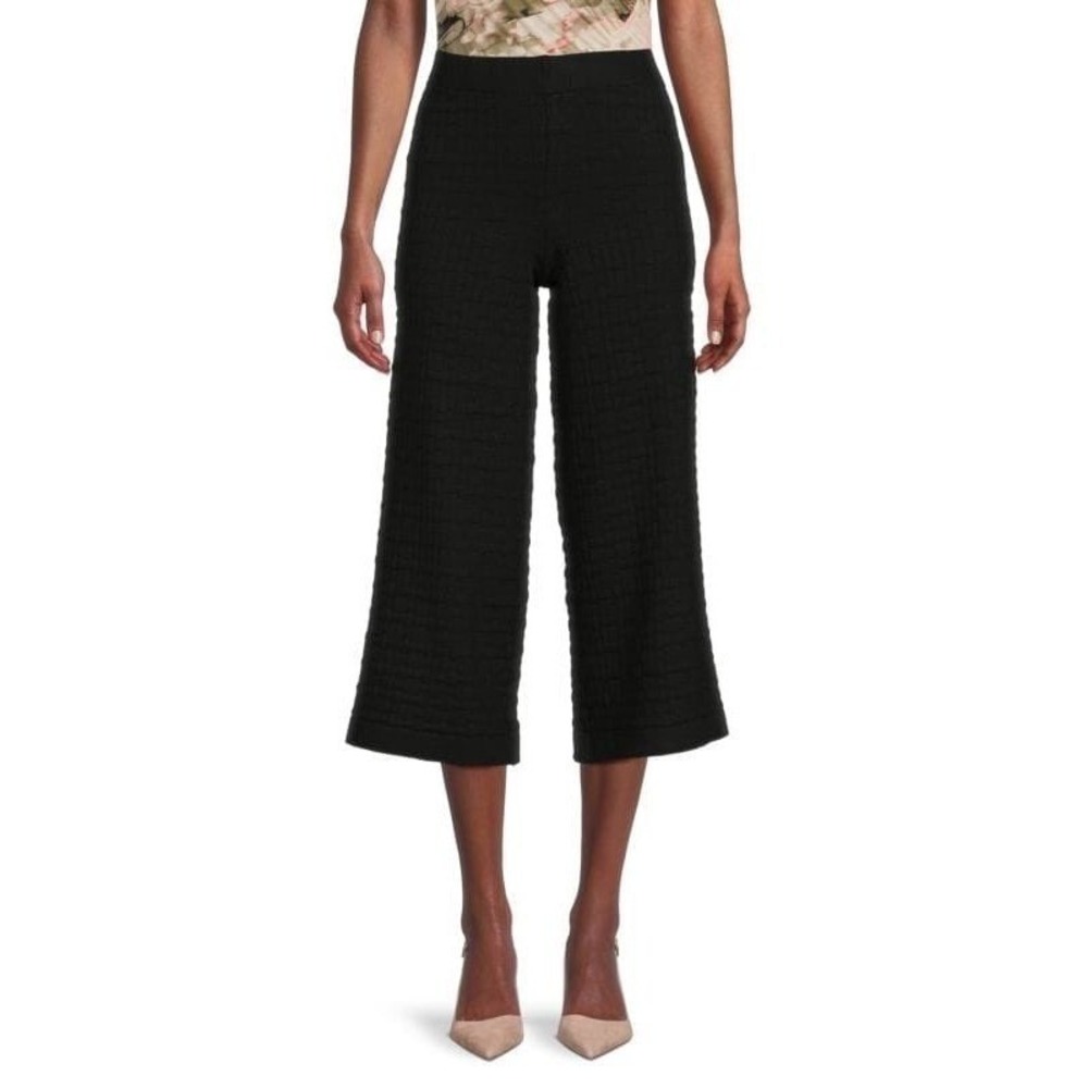 NWT Ellen Tracy Wide Legged Textured Cropped Pants Size Large